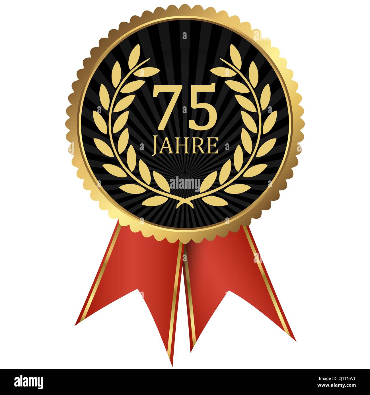 fichier vectoriel eps avec médaillon d'or avec couronne de laurier pour le succès ou jubilé ferme et texte 75 ans (texte allemand) Illustration de Vecteur