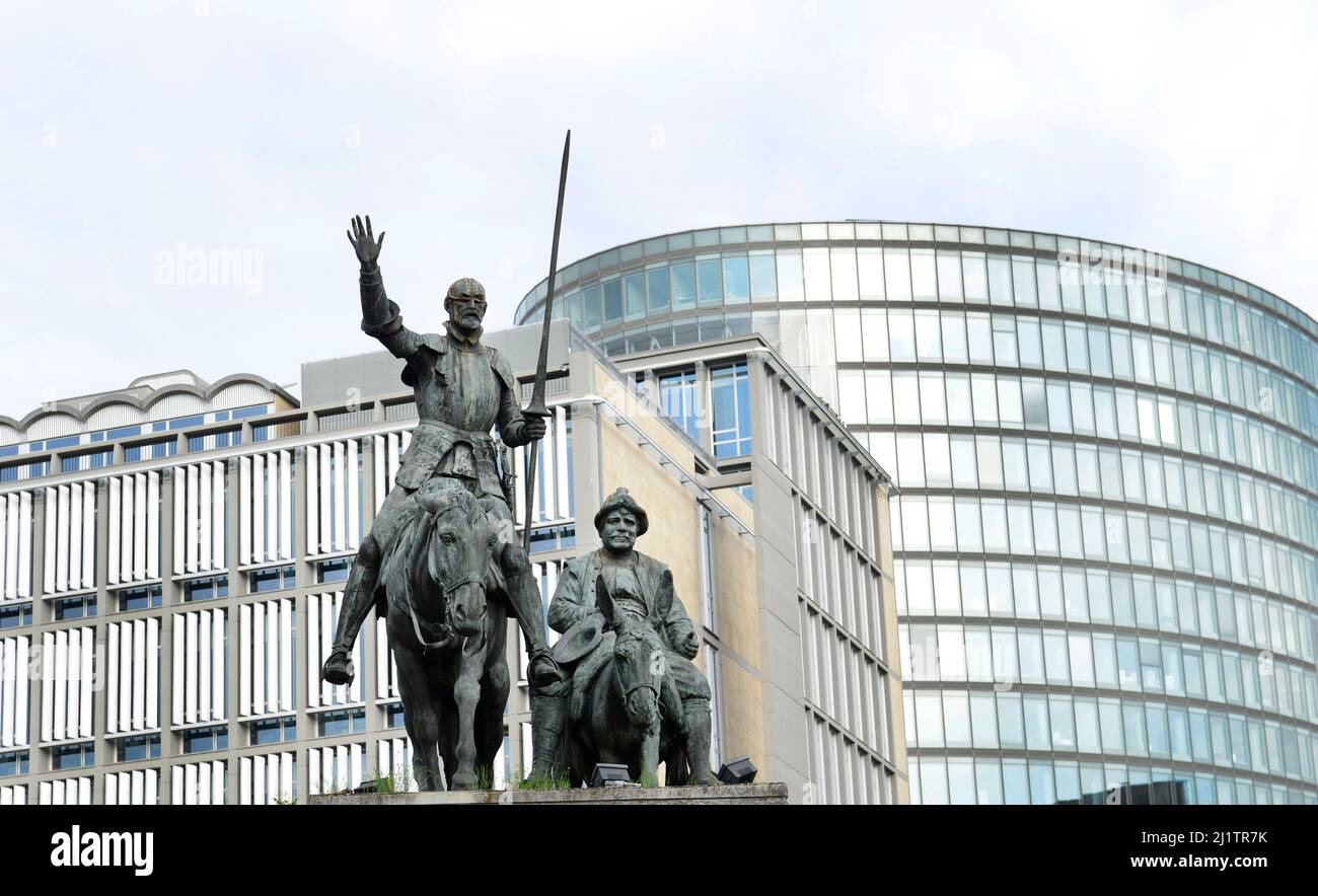 Monument à Don Quichotte à la place d'Espagne à Bruxelles, Belgique Banque D'Images