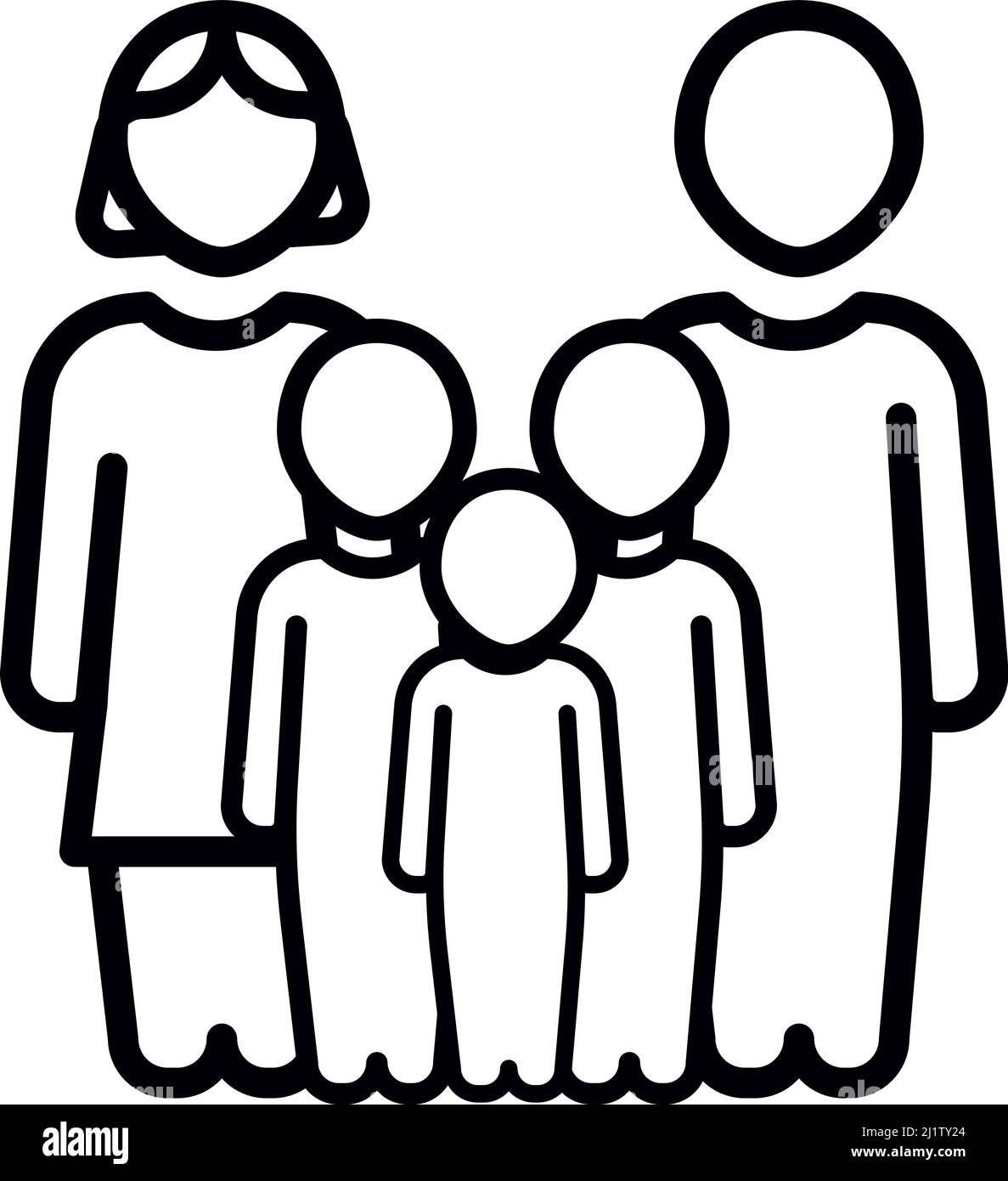 Famille avec mère, père et trois jeunes enfants Illustration de Vecteur