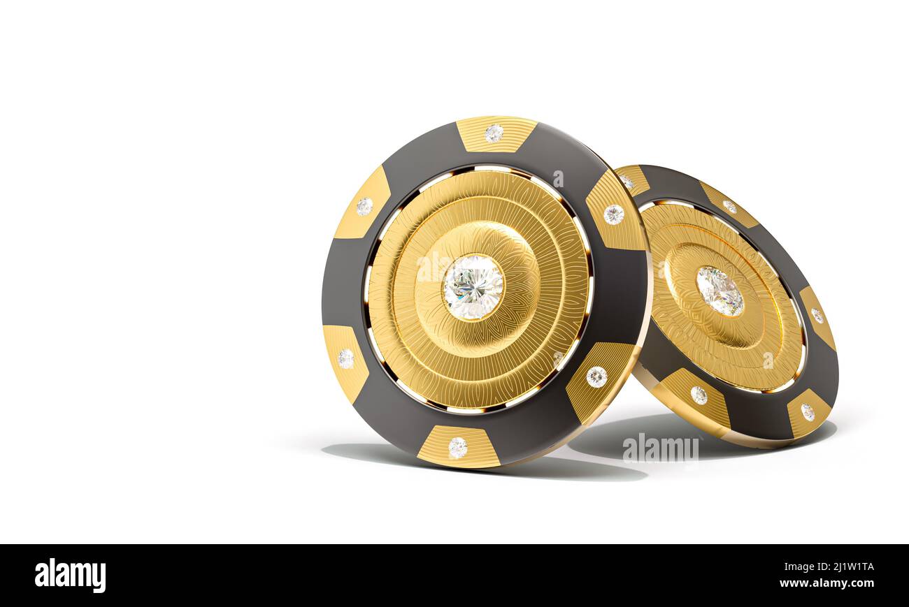 jetons d'or avec des diamants pour le poker et le casino. 3d rendu Banque D'Images