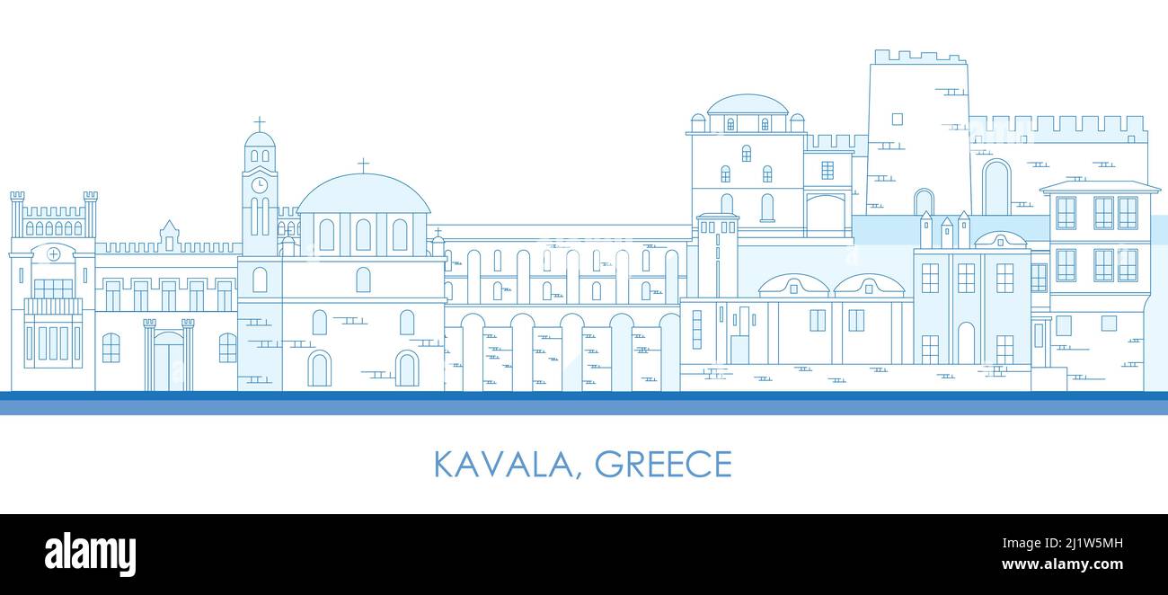 Aperçu Skyline panorama de la ville de Kavala, Grèce - illustration vectorielle Illustration de Vecteur