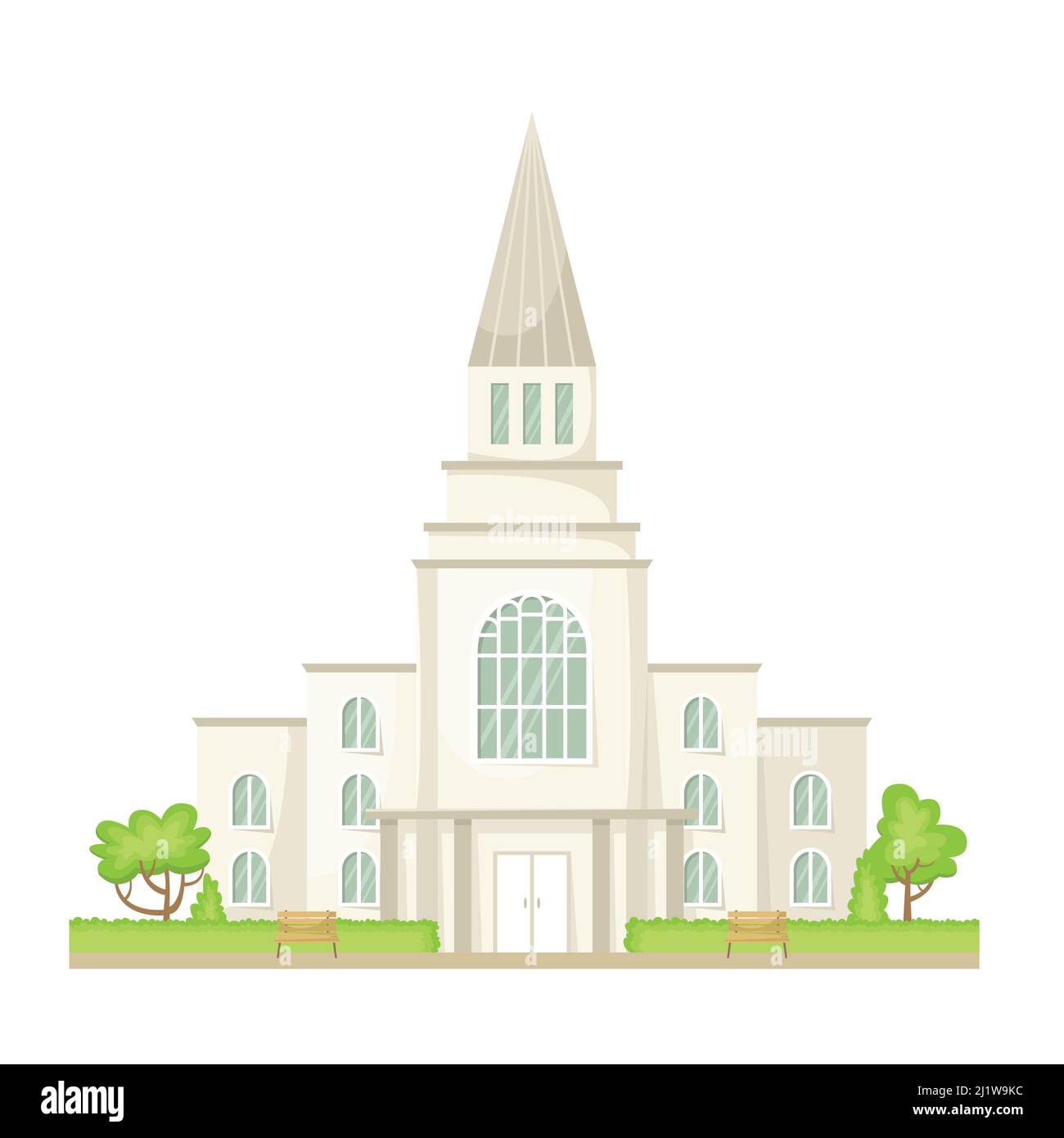 Illustration vectorielle de l'église Mormon. Bâtiment architectural religieux. Style plat Illustration de Vecteur