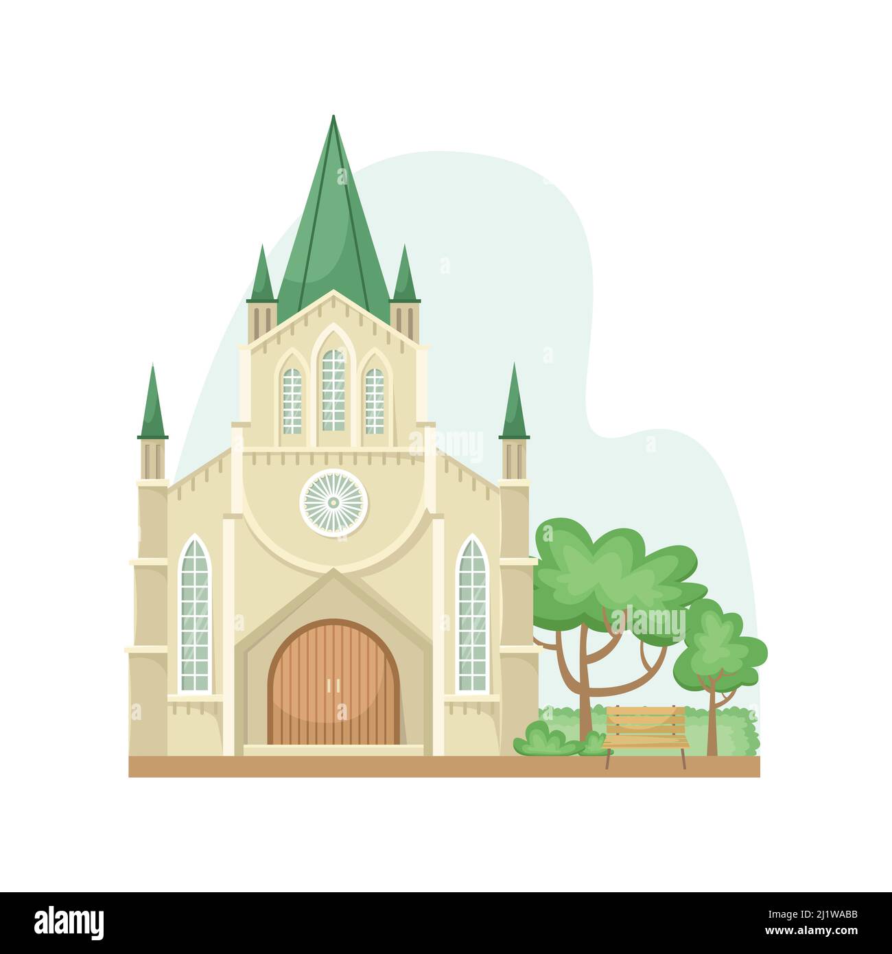 Illustration vectorielle de l'Église luthérienne. Bâtiment architectural religieux. Style plat Illustration de Vecteur