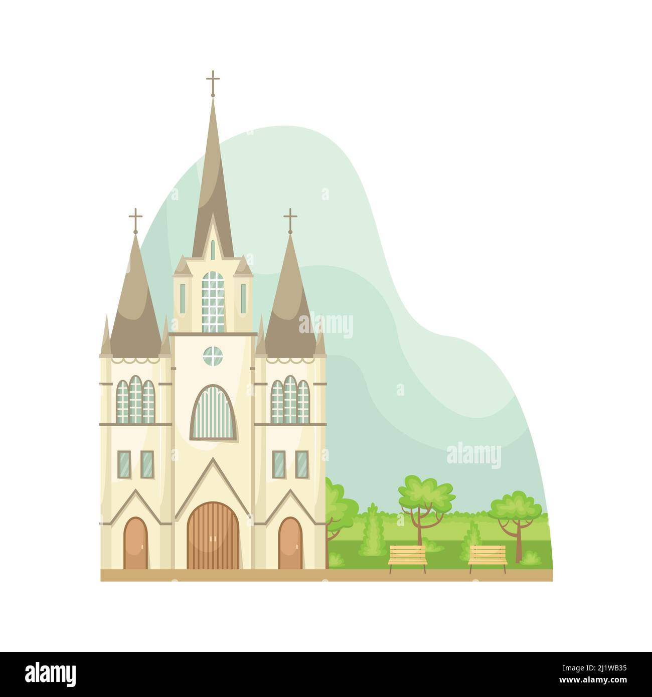 Illustration vectorielle de l'Église catholique. Bâtiment architectural religieux. Illustration de Vecteur