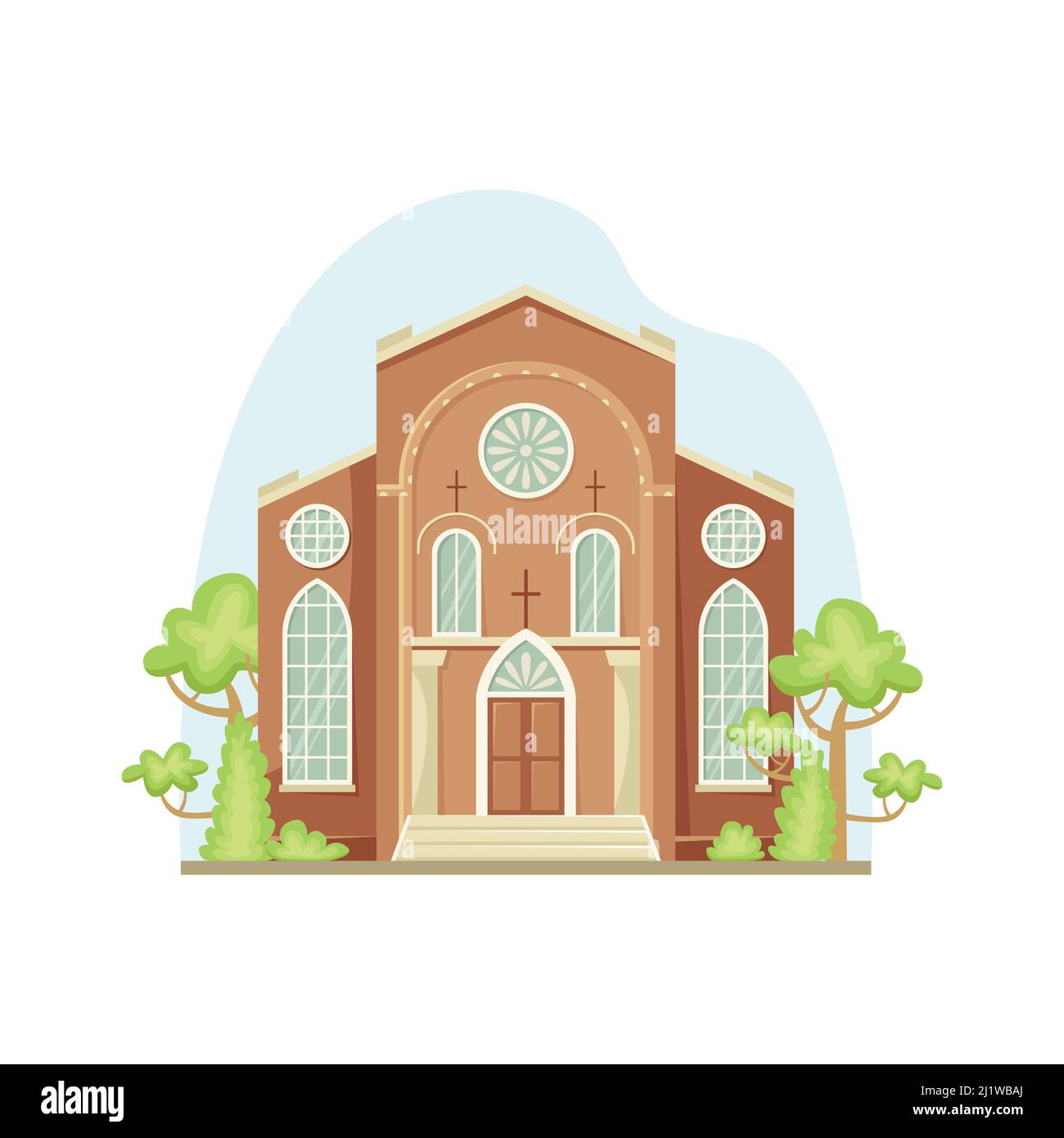 Illustration vectorielle d'une église baptiste. Bâtiment architectural religieux. Style plat Illustration de Vecteur