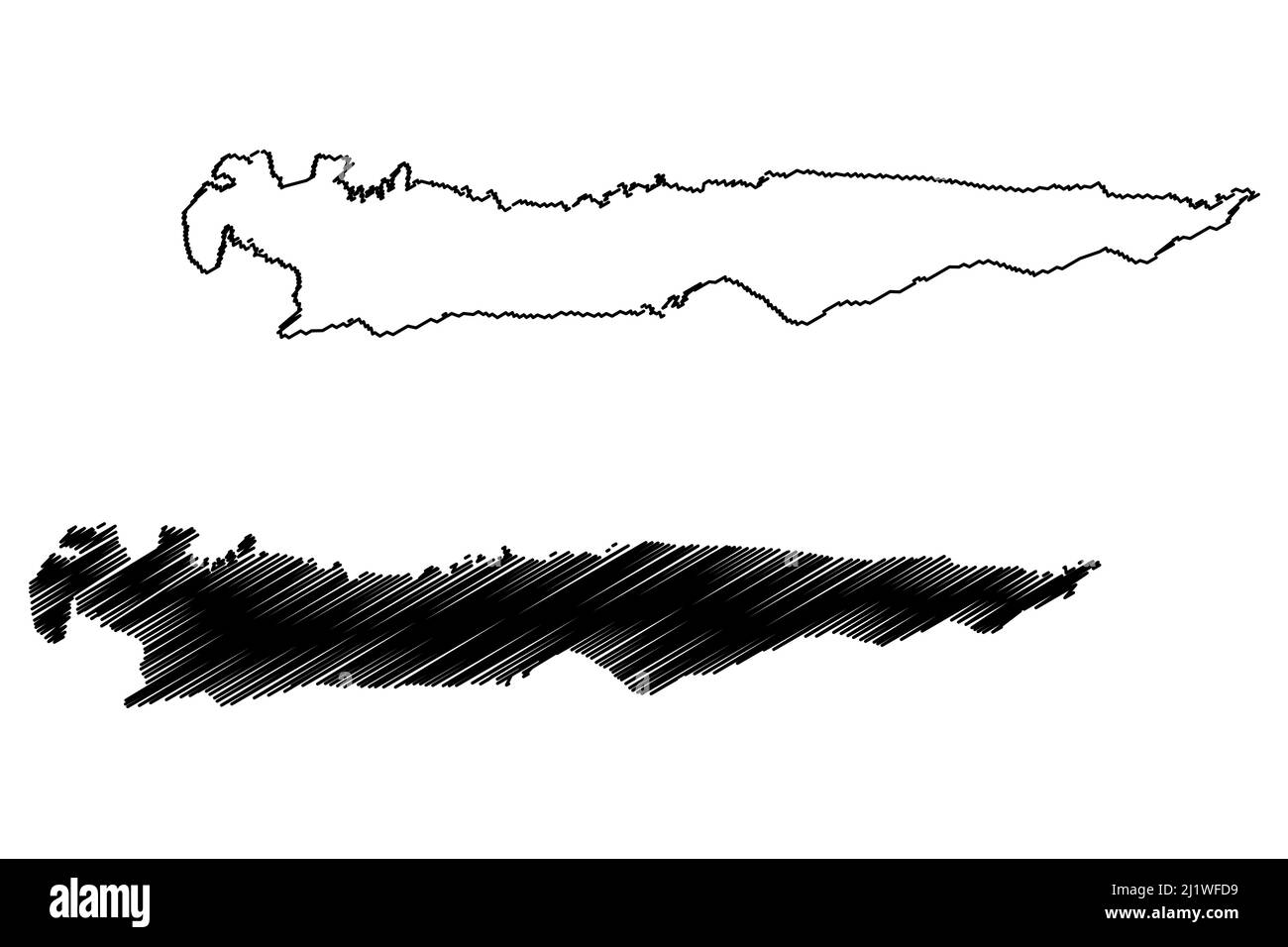 Illustration vectorielle de la carte de l'île de Mangole (République d'Indonésie, îles de Maluku), croquis de scribble carte de Mangoli Illustration de Vecteur