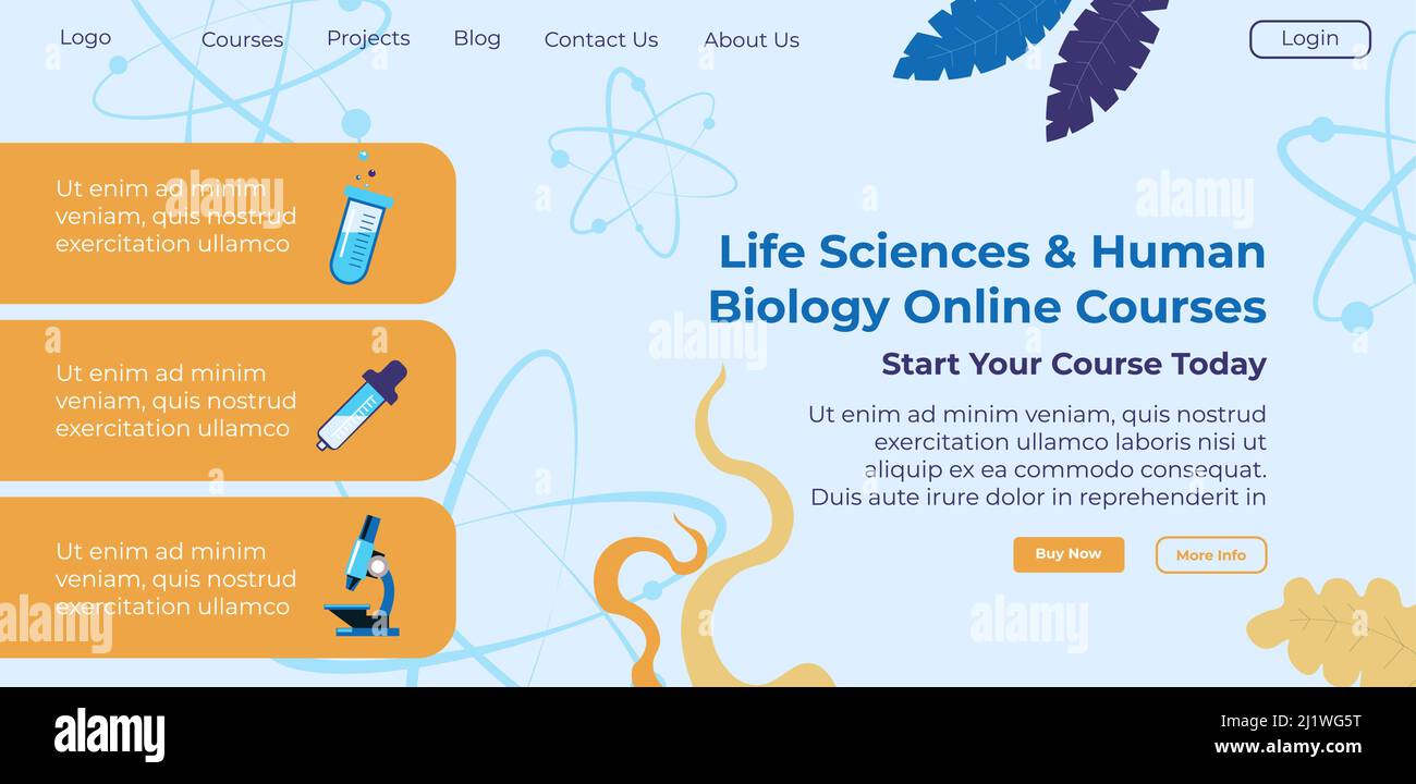 Cours en ligne sur les sciences de la vie et la biologie humaine Illustration de Vecteur