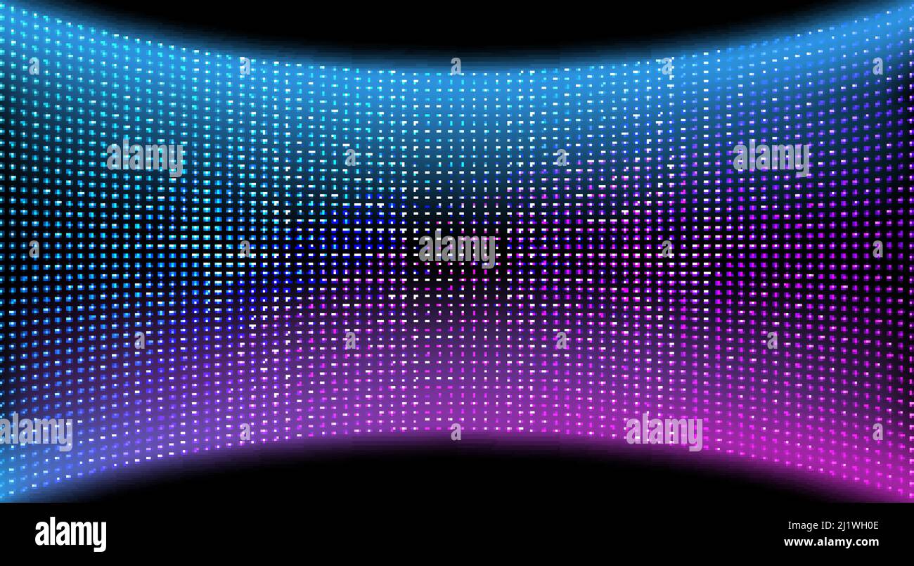 VIDÉO LED écran de texture arrière-plan, couleur bleue et violette diode de point grille concave panneau tv, écran lcd avec motif de pixels, télévision DIG Illustration de Vecteur