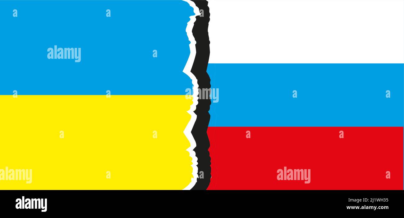 Fissure entre les pays Ukraine Russie guerre Illustration de Vecteur