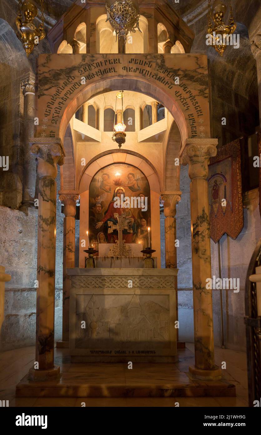 Intérieur de l'Église du Saint-Sépulcre, quartiers chrétiens, vieille ville, Jérusalem, Israël Banque D'Images