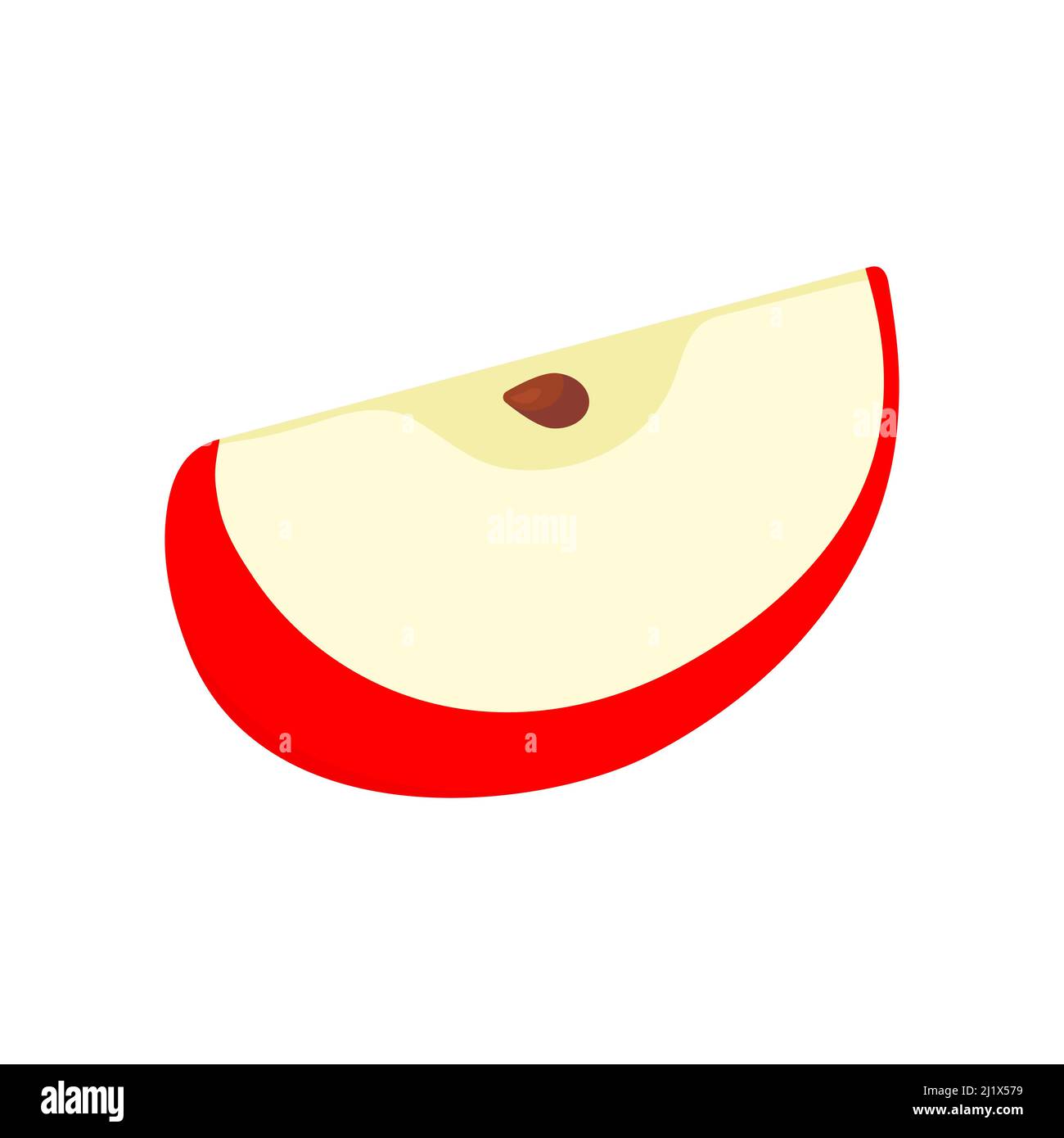 Moitié de pomme rouge. Jolie petite tranche de fruits plate. Vecteur isolé sur blanc. Illustration de Vecteur