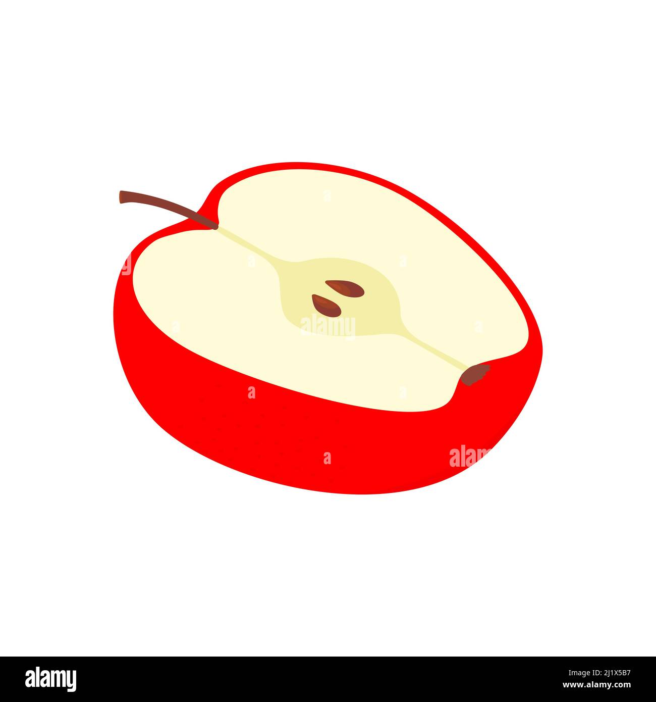 Moitié de pomme rouge. Jolie petite tranche de fruits plate. Vecteur isolé sur blanc. Illustration de Vecteur