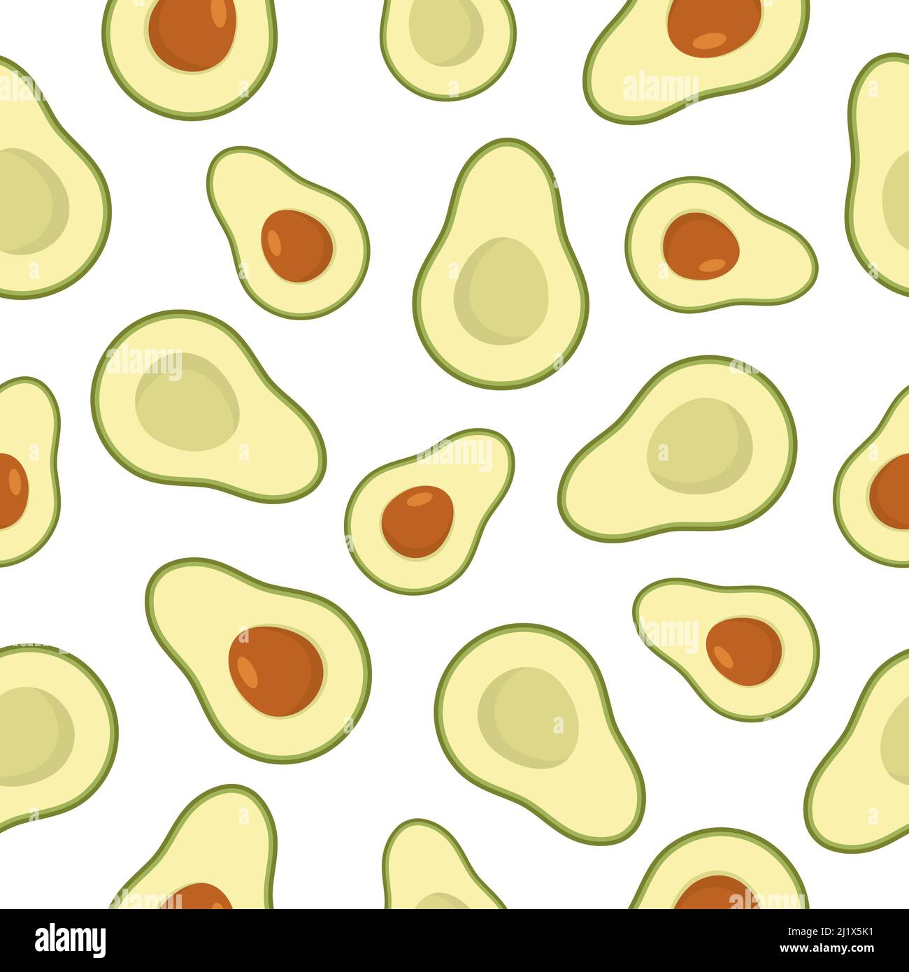 Motif sans coutures avocat. Symbole des aliments sains. Moitié avocats. Vecteur isolé sur blanc. Illustration de Vecteur