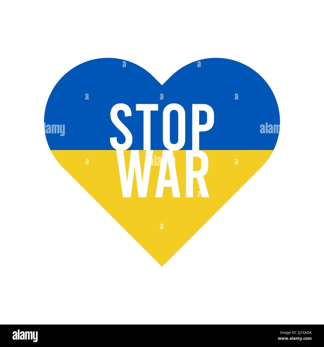 Arrêter la guerre. Forme de coeur bleu et jaune. Peace for Ukraine.Illustration vectorielle, conception plate Illustration de Vecteur