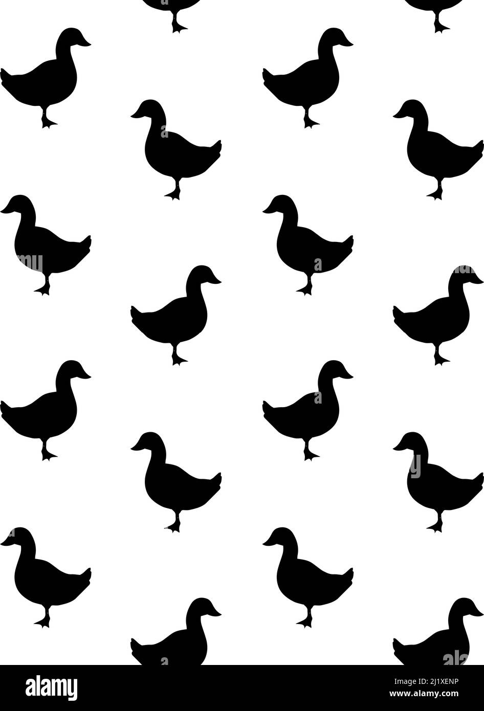 Motif vectoriel sans couture de silhouette de canard noir isolé sur fond blanc Illustration de Vecteur