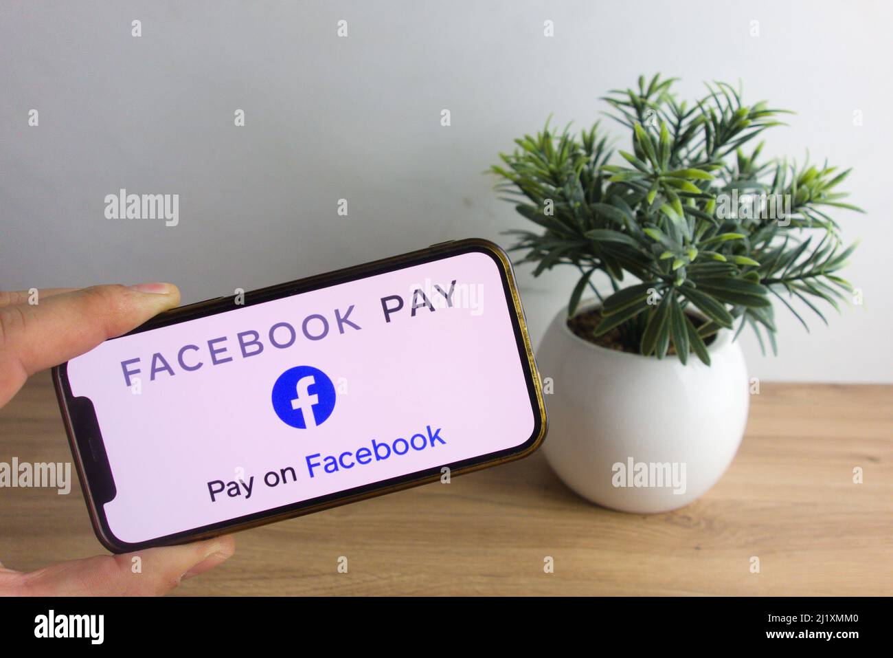 KONSKIE, POLOGNE - 26 mars 2022 : logo Facebook Pay affiché sur le téléphone mobile Banque D'Images