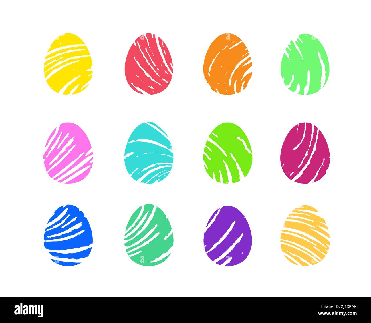 Œufs de Pâques peints avec des coups de pinceau. Clip à la mode dessiné à la main. Collection d'images vectorielles abstraites modifiables Illustration de Vecteur