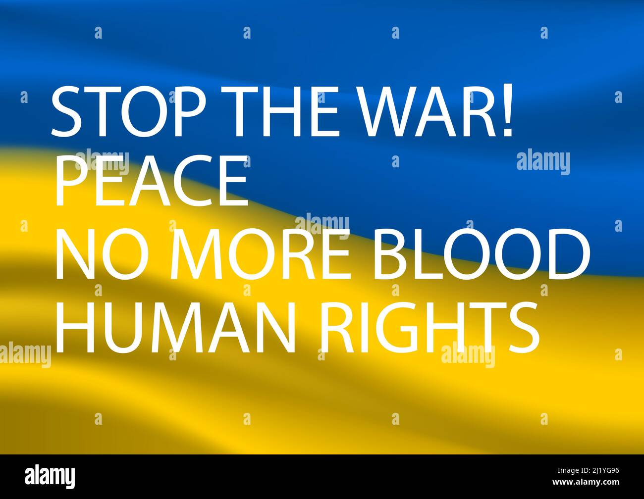 Illustration vectorielle drapeau vague signe Ukraine nation avec texte arrêter la guerre, la paix, plus de sang, les droits de l'homme Illustration de Vecteur