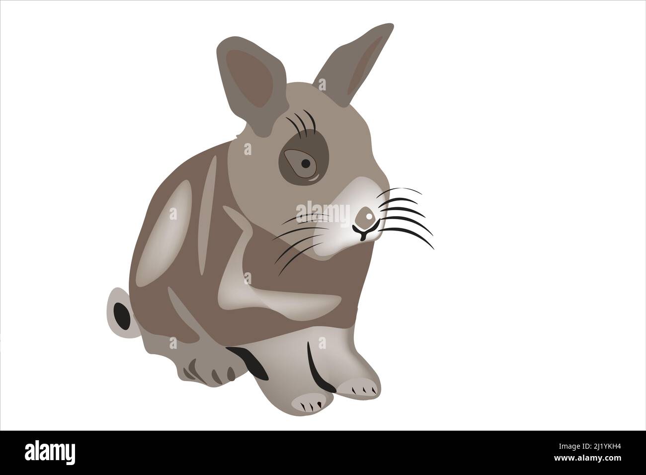 Joli lapin gris, rayé, avec petits détails. Illustration vectorielle Illustration de Vecteur