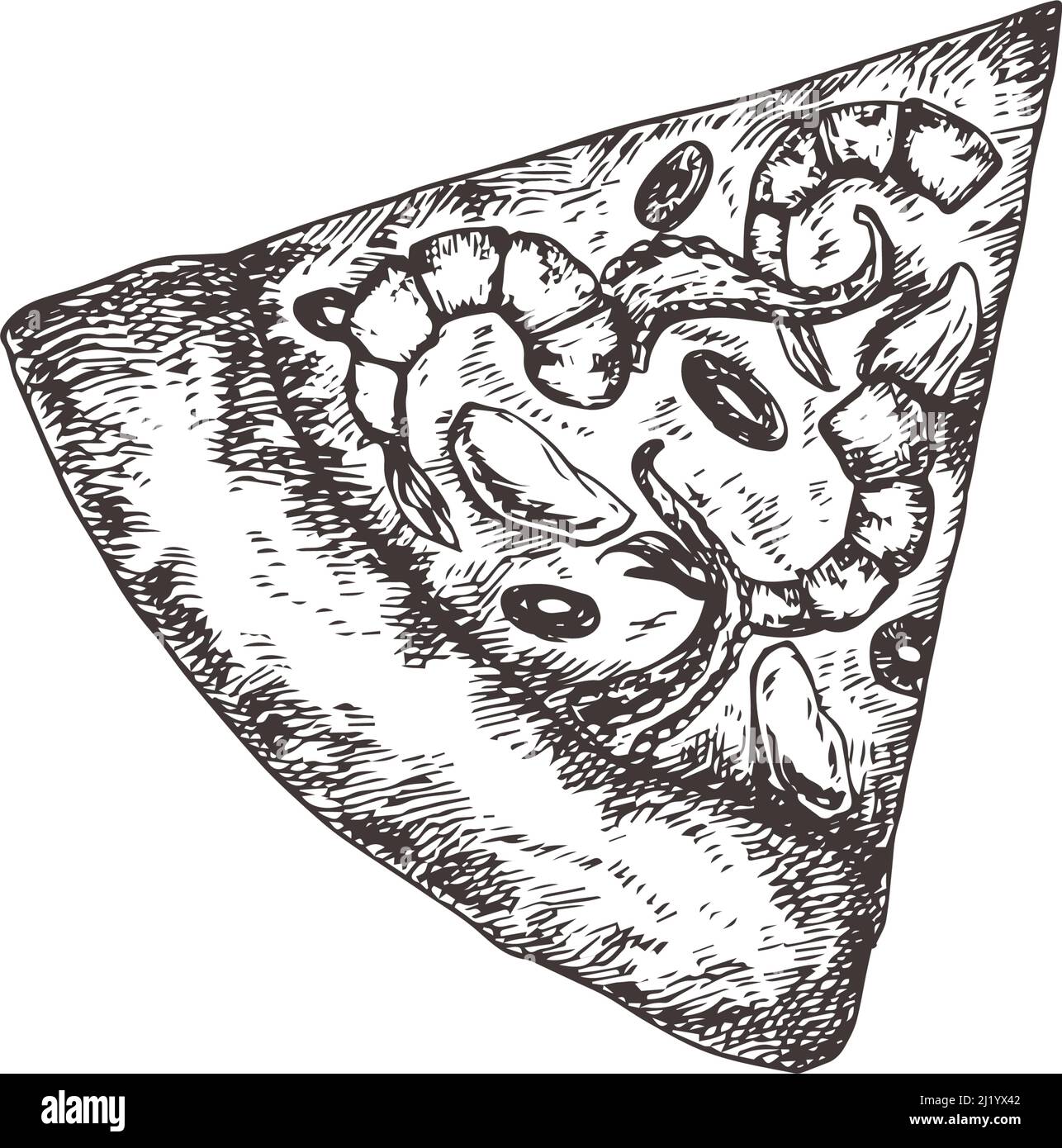 Pizza.Illustration d'un vecteur alimentaire dessiné à la main.Cuisine italienne naturelle Doodle Isolated Illustration de Vecteur