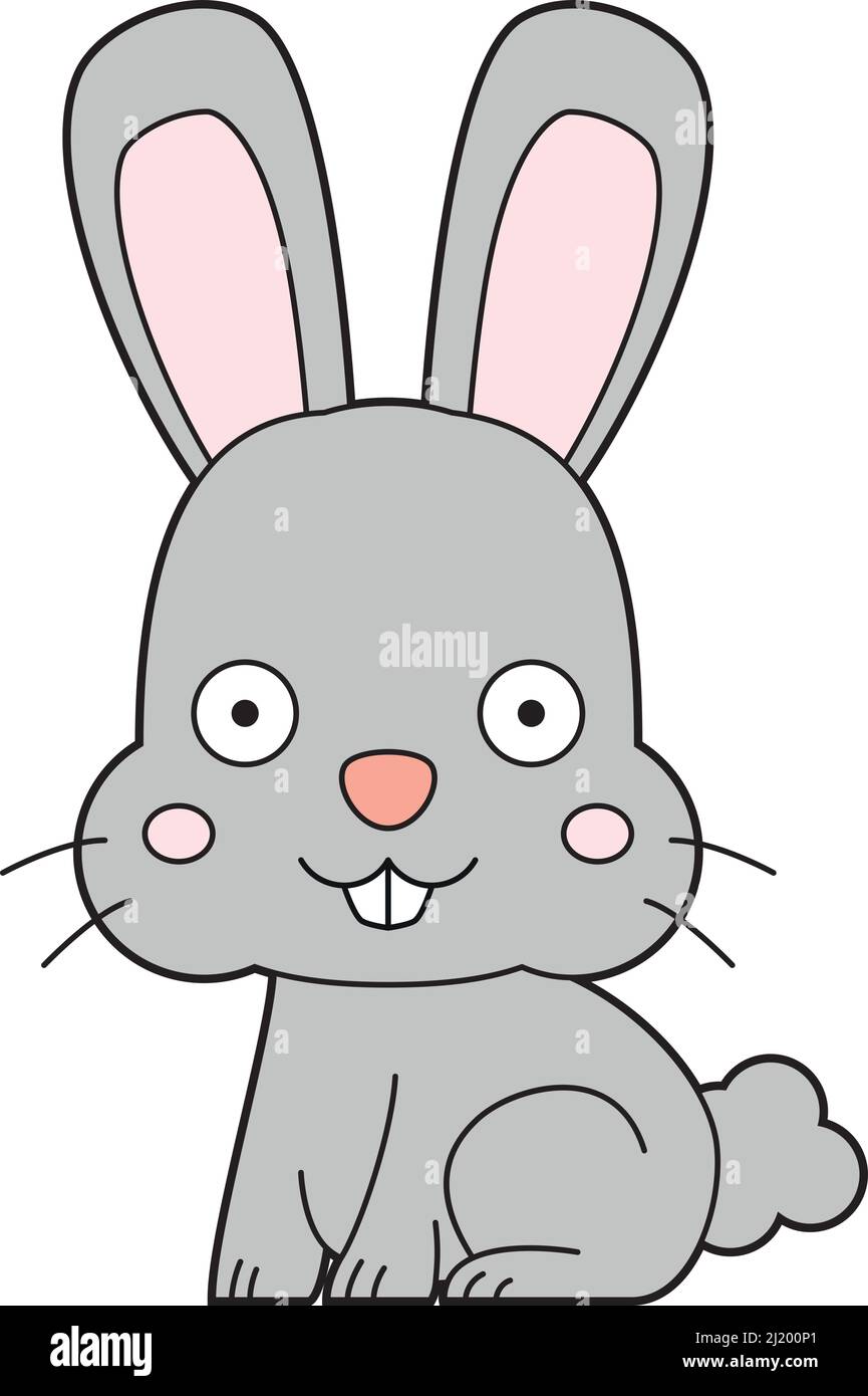 Illustration vectorielle de dessin animé d'un lapin gris Illustration de Vecteur