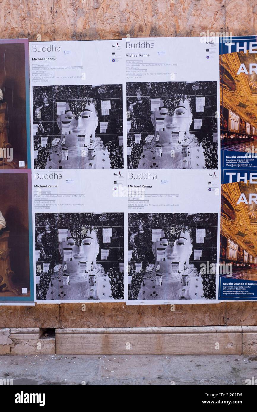 Affiche pour l'exposition de Bouddha Michael Kenna Venise Italie Banque D'Images