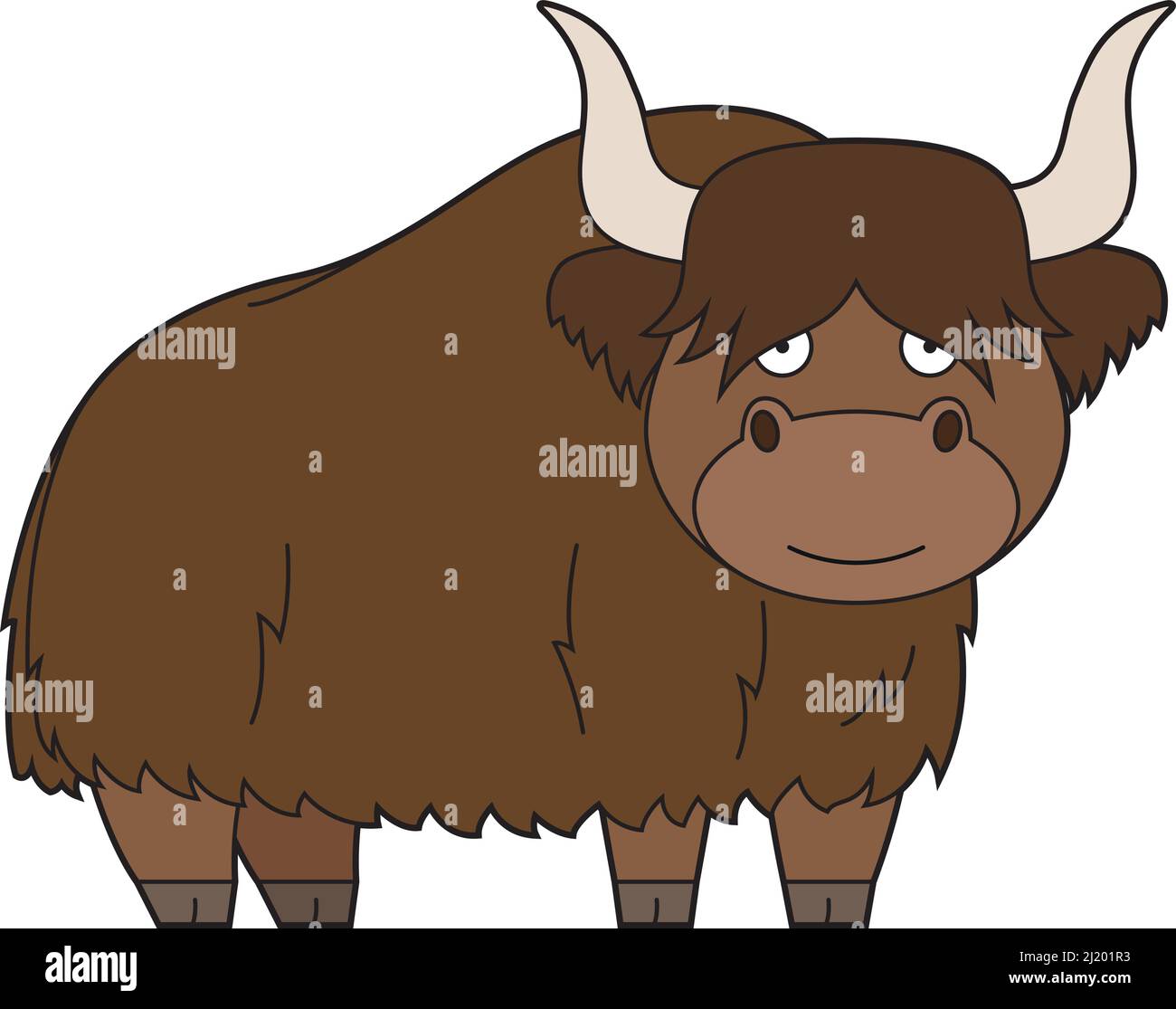 Illustration d'un yak avec un joli vecteur de dessin animé Illustration de Vecteur