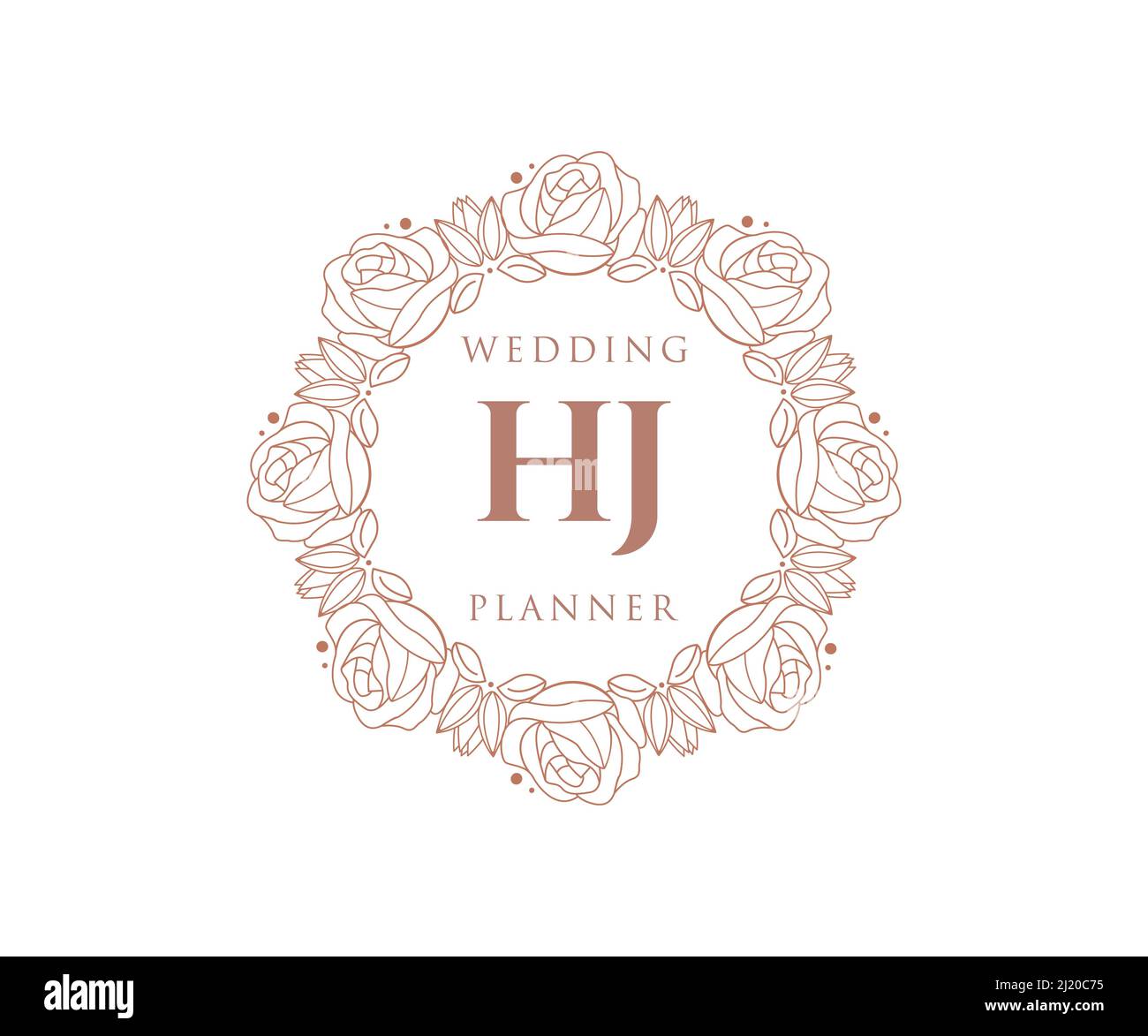 HJ initiales lettre mariage monogramme logos collection, dessin à la main moderne minimaliste et modèles floraux pour cartes d'invitation, Save the Date, élégant Illustration de Vecteur