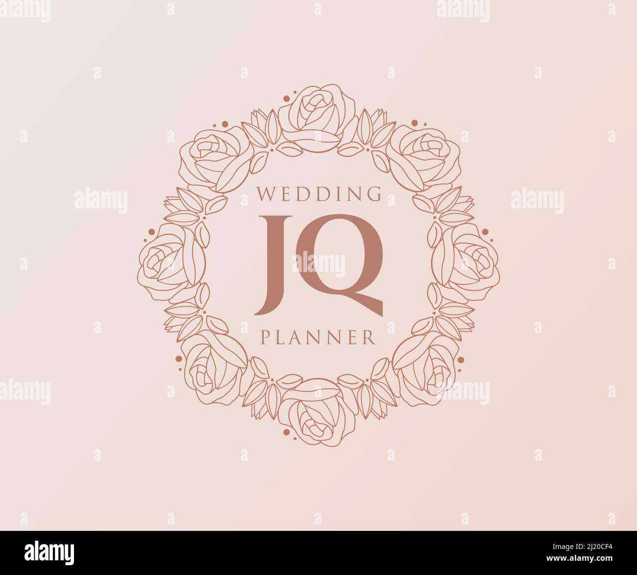 JQ initiales lettre mariage monogramme logos collection, dessin à la main moderne minimaliste et modèles floraux pour cartes d'invitation, Save the Date, élégant Illustration de Vecteur