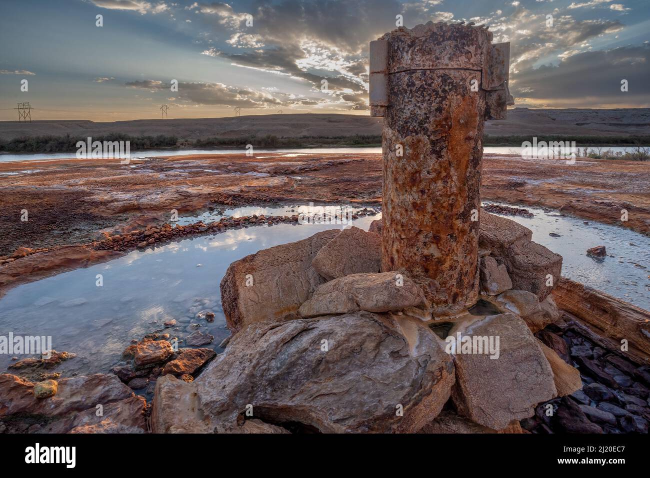 Puits d'exploration à abondance, Crystal Geyser, Utah. Banque D'Images