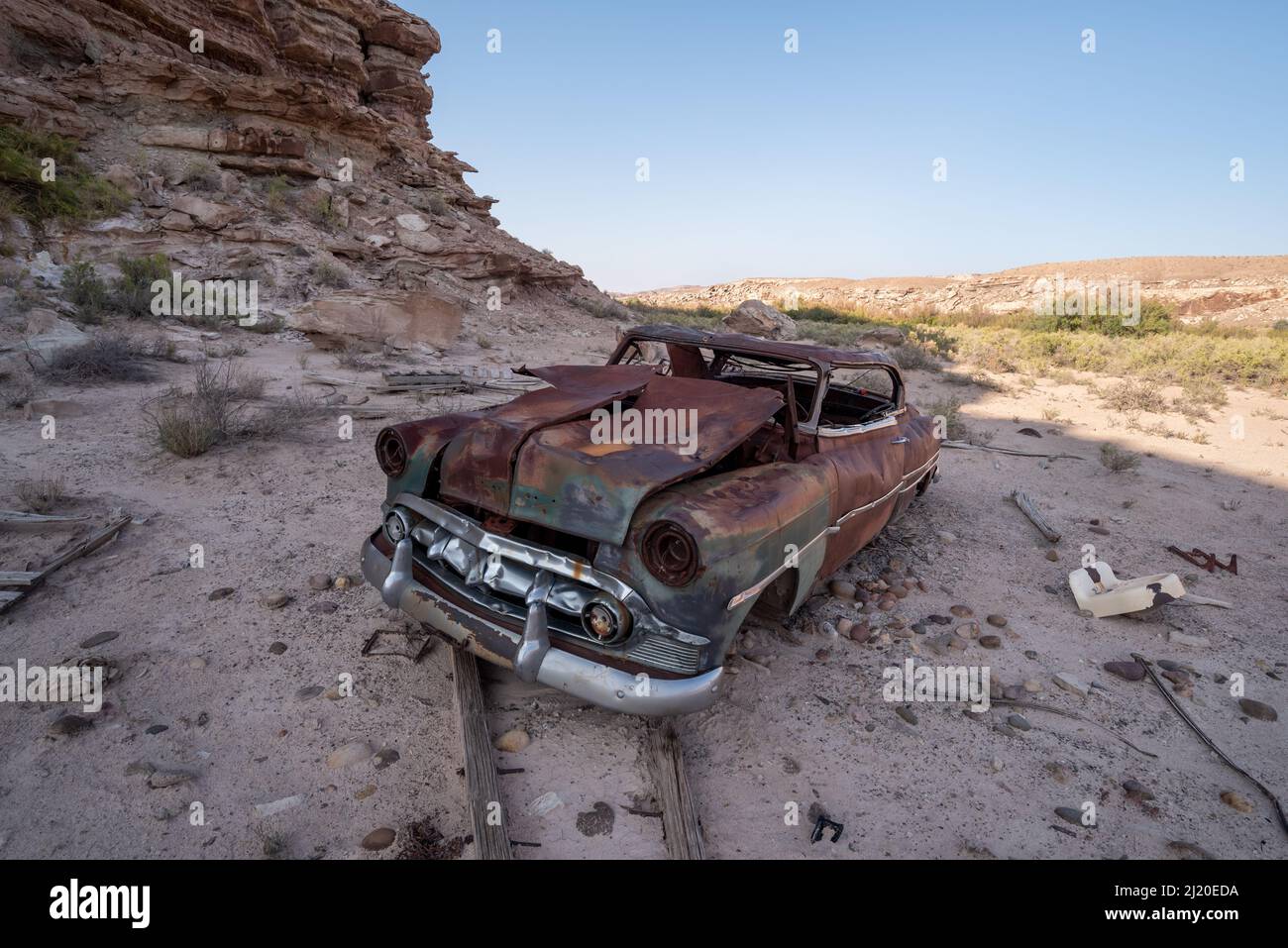 Voiture à Abondoned, McCarty Bottom, Utah. Banque D'Images