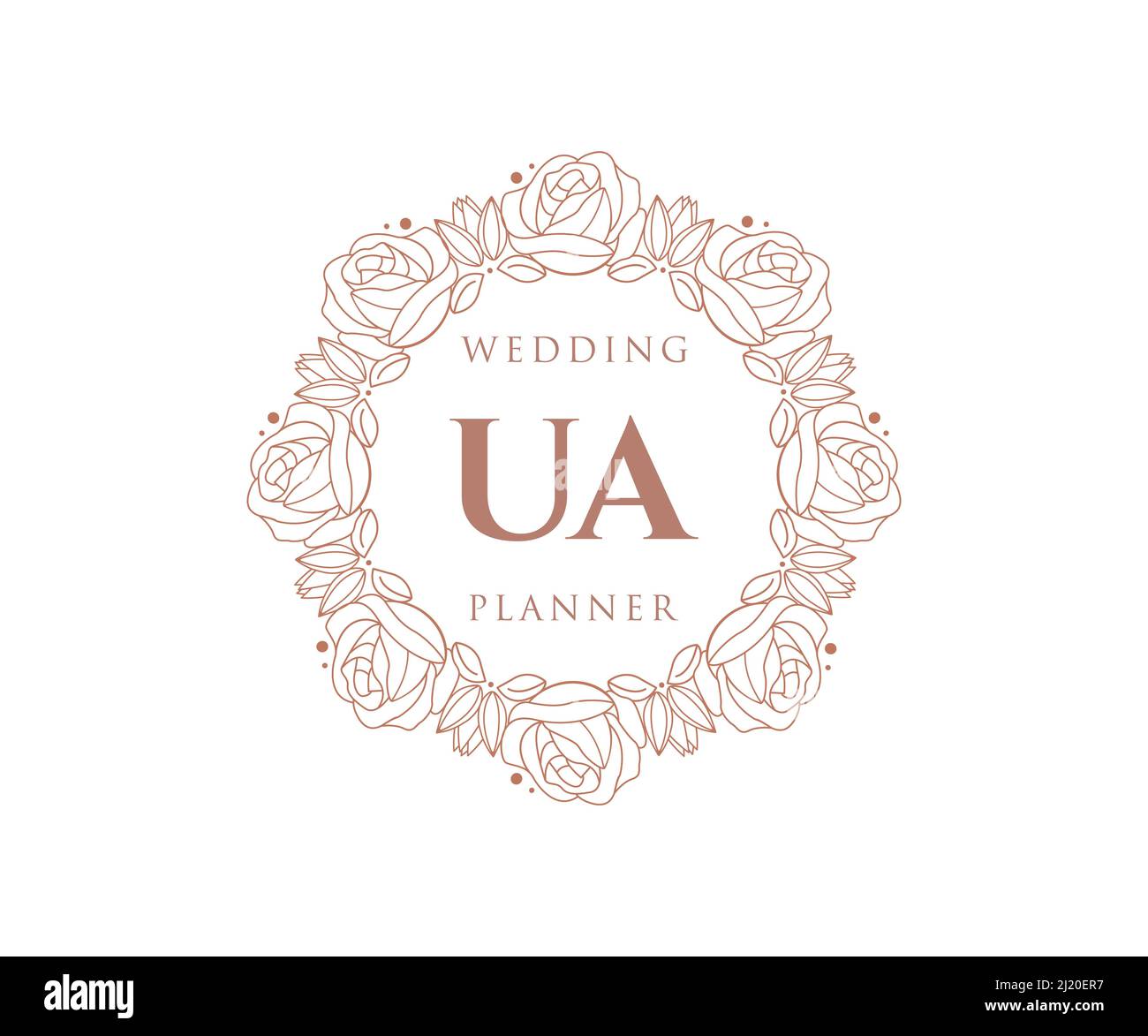 UA initiales lettre mariage monogramme logos collection, dessin à la main moderne minimaliste et modèles floraux pour cartes d'invitation, Save the Date, élégant Illustration de Vecteur