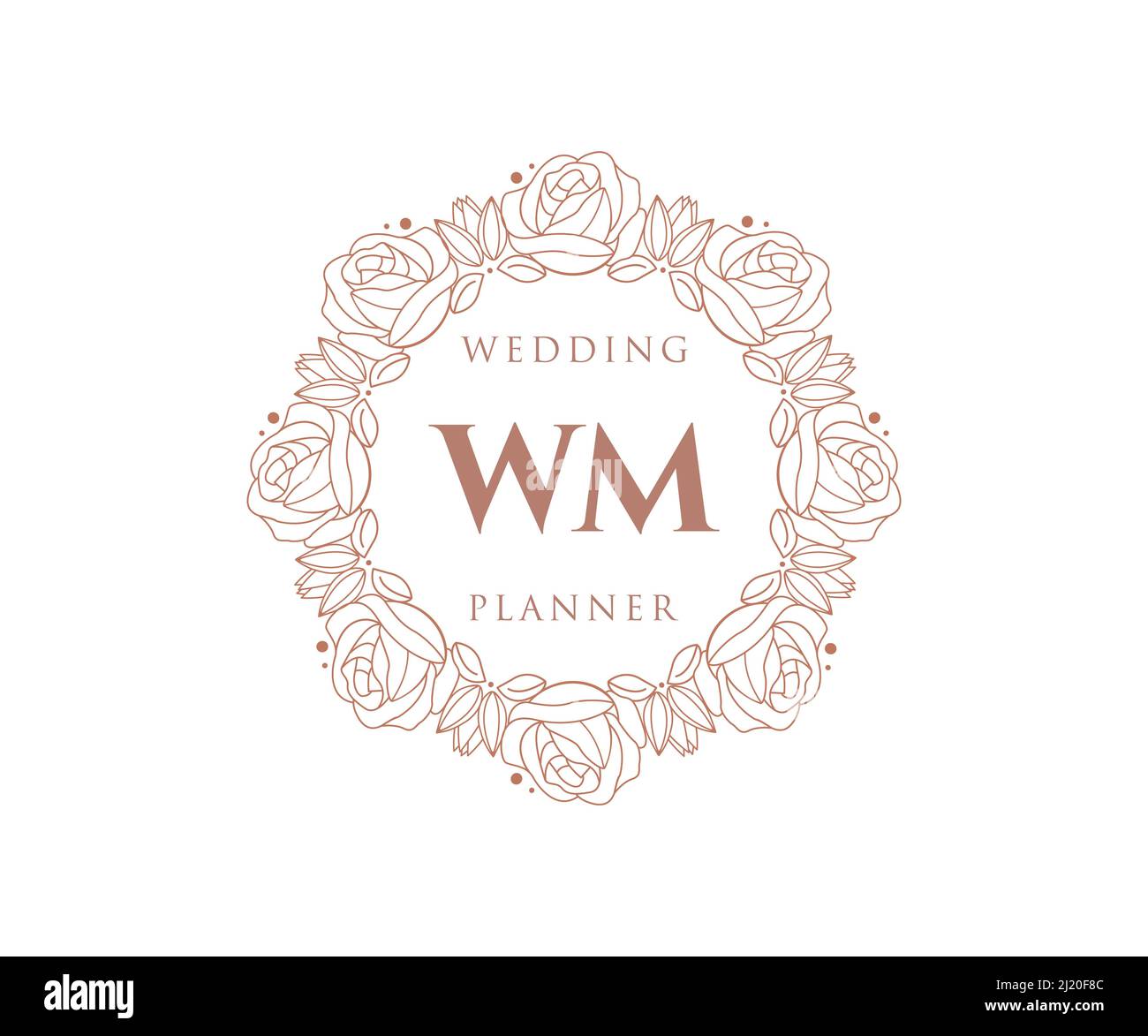 WM initiales lettre mariage monogramme logos collection, dessin à la main moderne minimaliste et modèles floraux pour cartes d'invitation, Save the Date, élégant Illustration de Vecteur