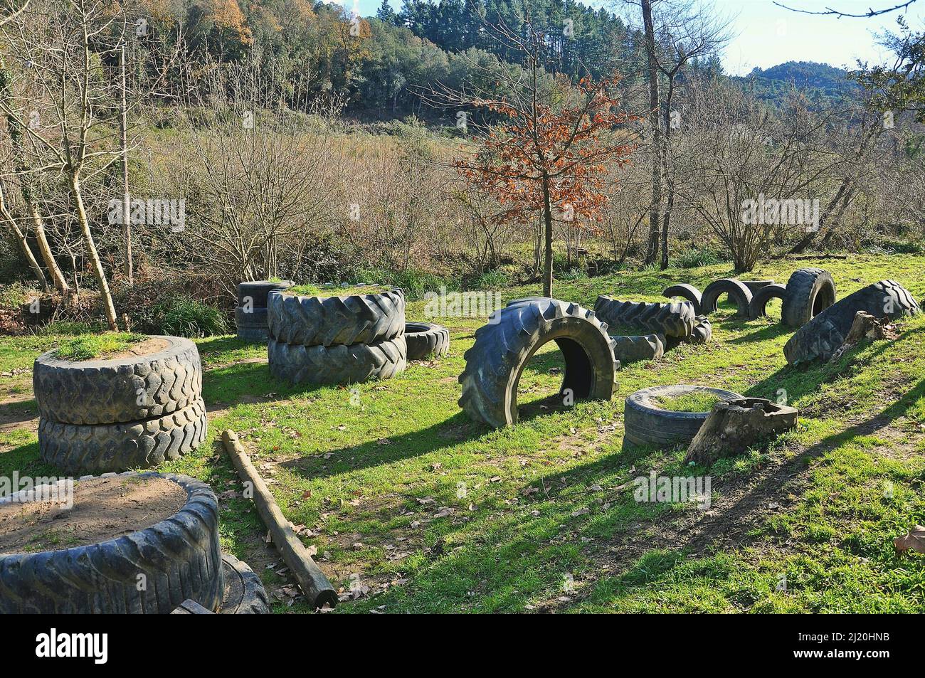 Circuit d'essai à Vallgorguina dans la région de Valles province orientale de Barcelone, Catalogne, Espagne Banque D'Images