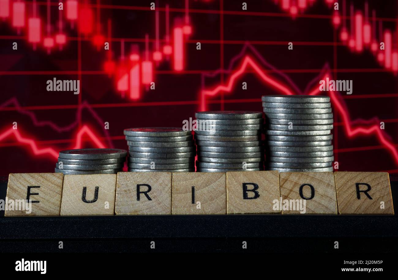 EURIBOR concept hypothécaire de la maison de référence de prêt à la hausse Banque D'Images