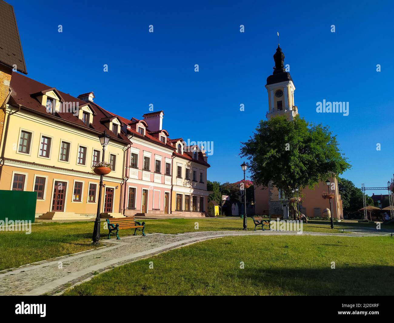 Place de la ville de Kamianets-Podilskyi Banque D'Images