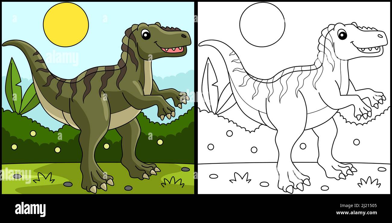 Illustration de la page de coloration des dinosaures Fukuiraptor Illustration de Vecteur