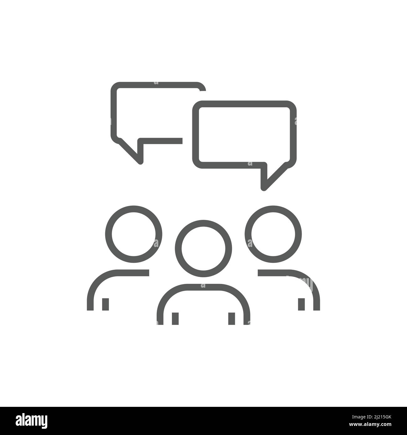 Groupe de personnes et jeu d'icônes de bulle de discussion. Travail d'équipe, ballon de discours, personne parlant décrit des icônes vectorielles. Illustration de Vecteur