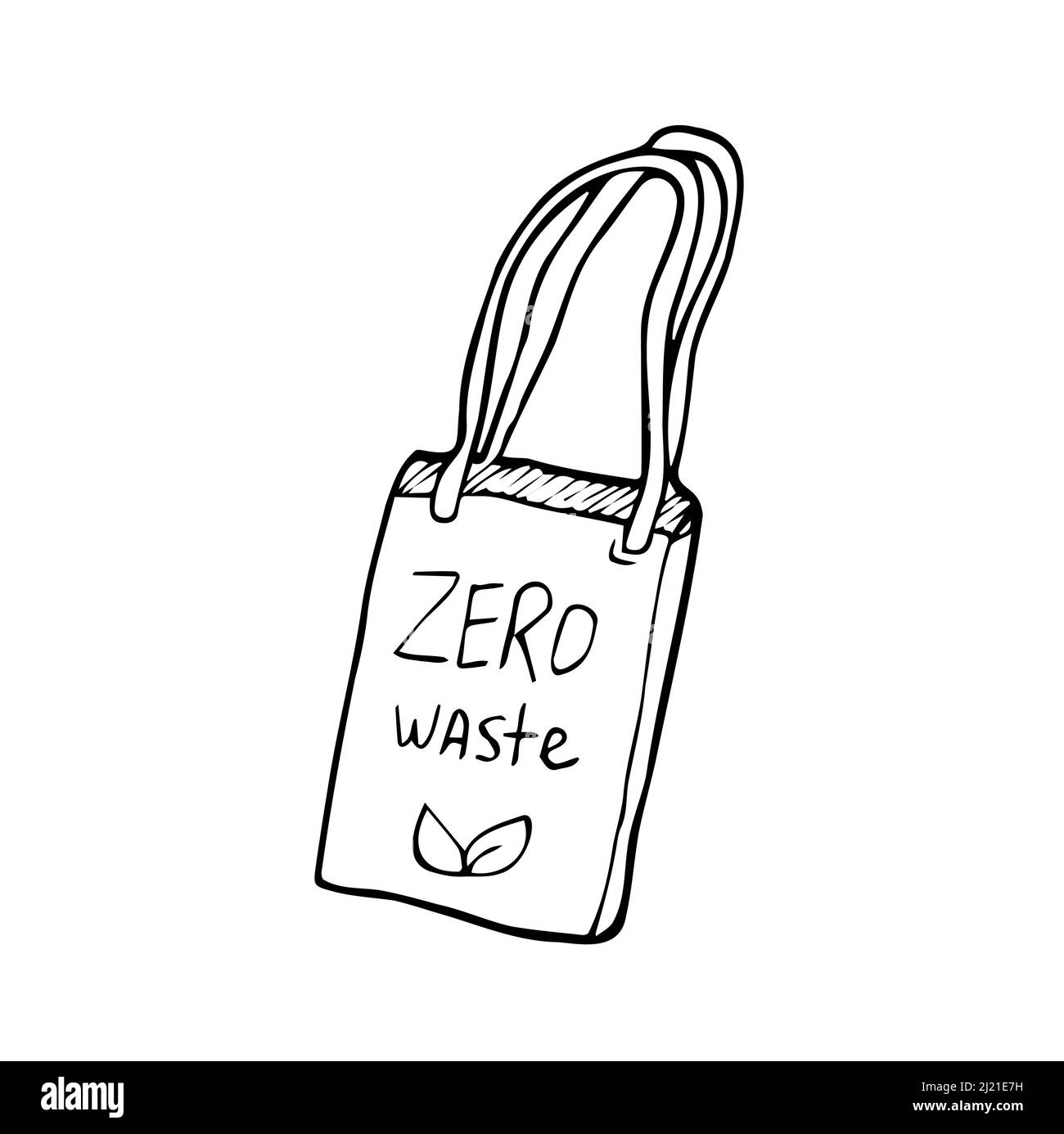 Sac d'épicerie écologique réutilisable avec légumes isolés du fond blanc. Zéro déchet (dire non au plastique) et concept alimentaire. Illustration de Vecteur