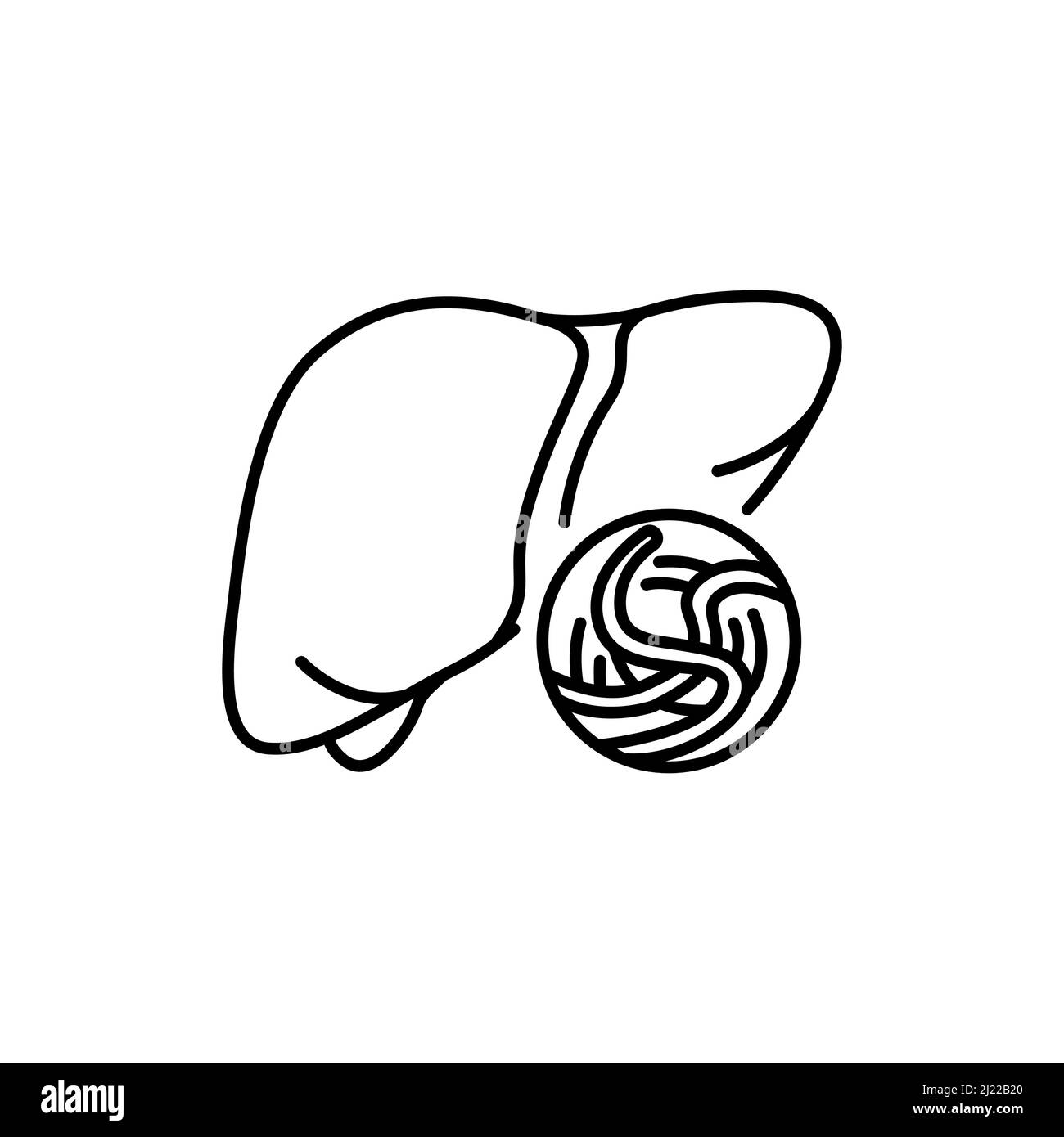 Icône de ligne de couleur de foie de cancer.Maladies humaines.Pictogramme pour page Web, application mobile, Promo. Illustration de Vecteur