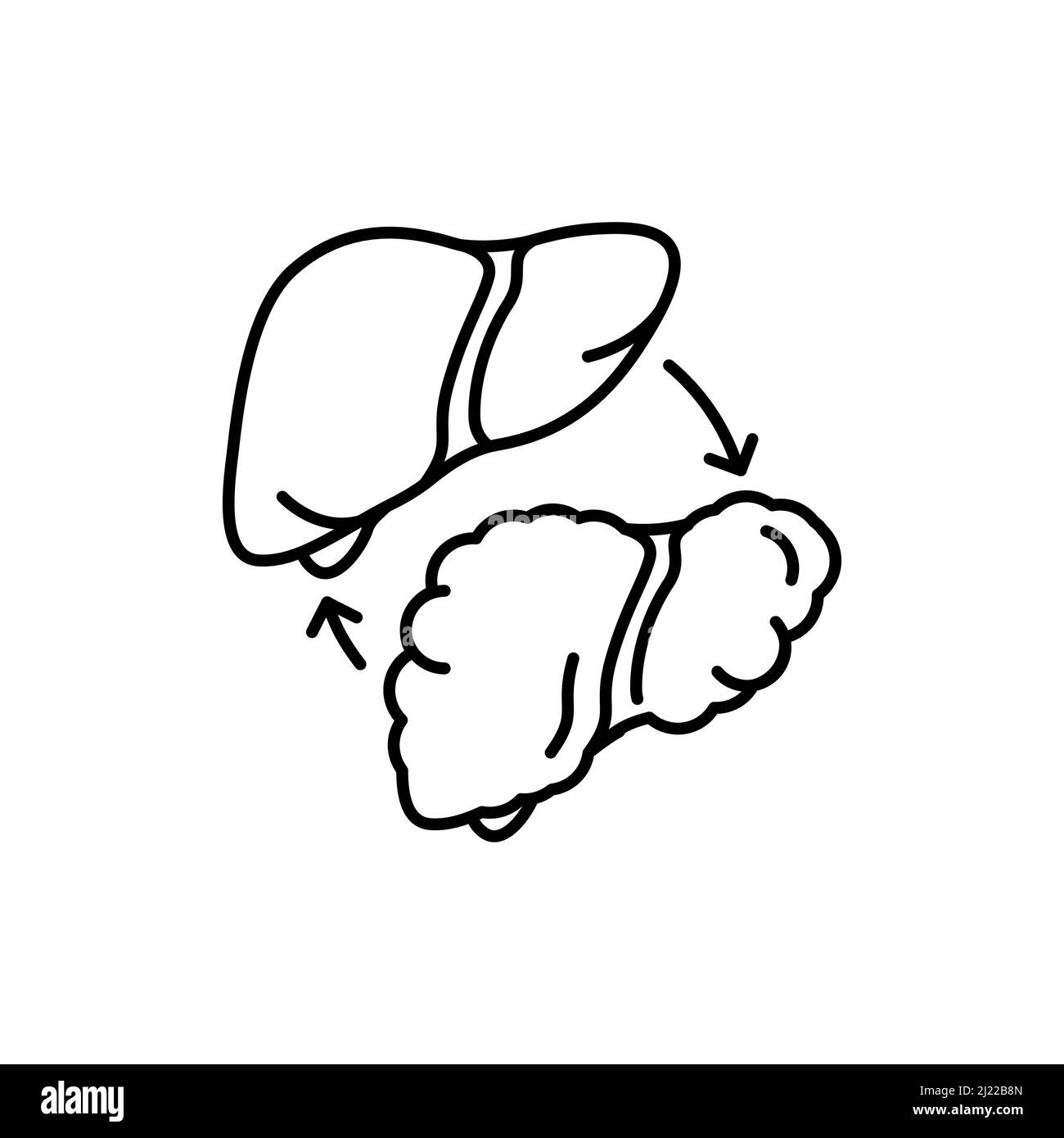 Icône de la ligne de couleur de greffe du foie.Maladies humaines.Pictogramme pour page Web, application mobile, Promo. Illustration de Vecteur