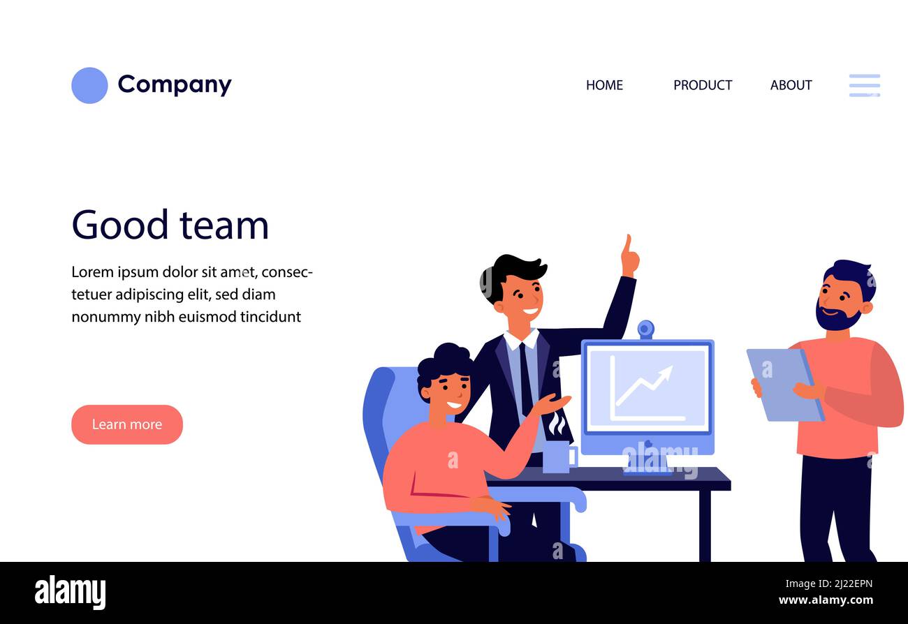 L'équipe d'affaires célèbre la croissance du revenu. Les employés présentent un rapport avec une illustration vectorielle plate du graphique d'augmentation. Succès d'affaires, concept de profit pour Illustration de Vecteur