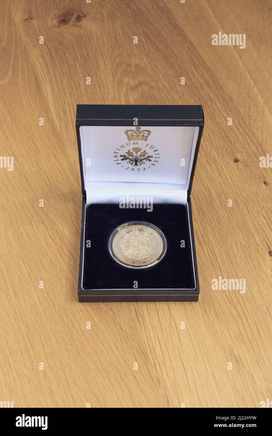 HM Reine Elizabeth II pièce commémorative du Jubilé d'platine Banque D'Images