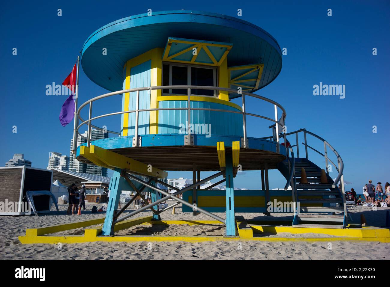 Miami Florida, tour Lifeguard sur Miami Beach Banque D'Images