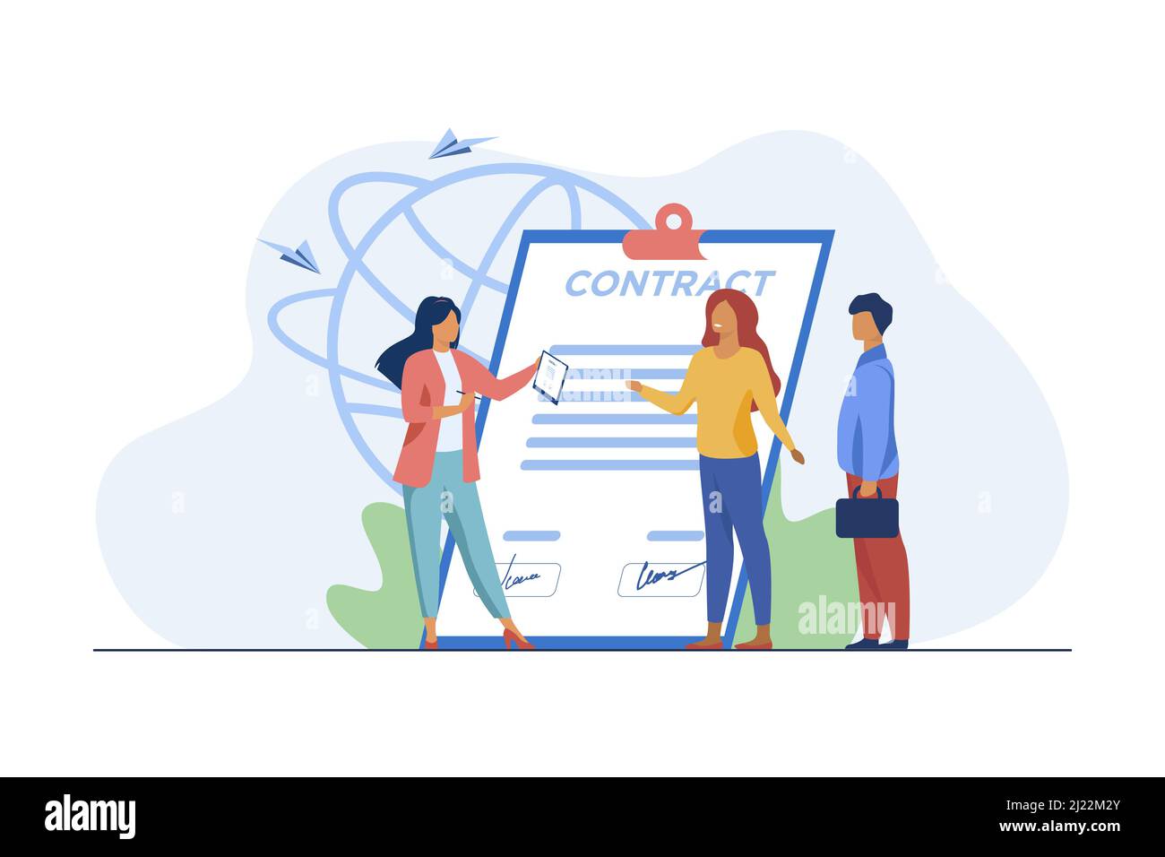 Réunion des partenaires commerciaux. Réunion des hommes d'affaires pour la signature d'un contrat d'illustration de vecteur plat. Emploi, affaire, partenariat concept pour bannière, web Illustration de Vecteur