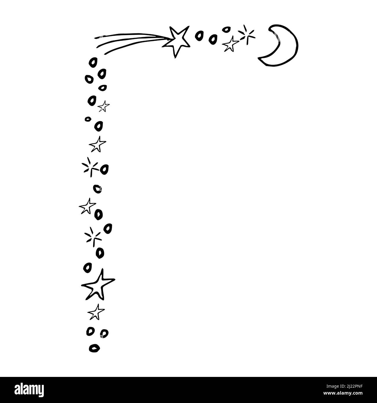 Cadre de bordure de style simple avec étoiles, lignes, cercles isolés sur fond blanc. Une jolie décoration. Illustration vectorielle Illustration de Vecteur