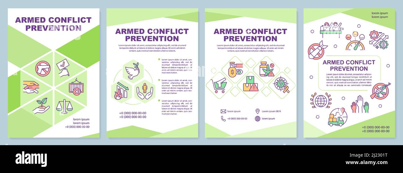 Modèle de brochure verte sur la prévention des conflits armés Illustration de Vecteur