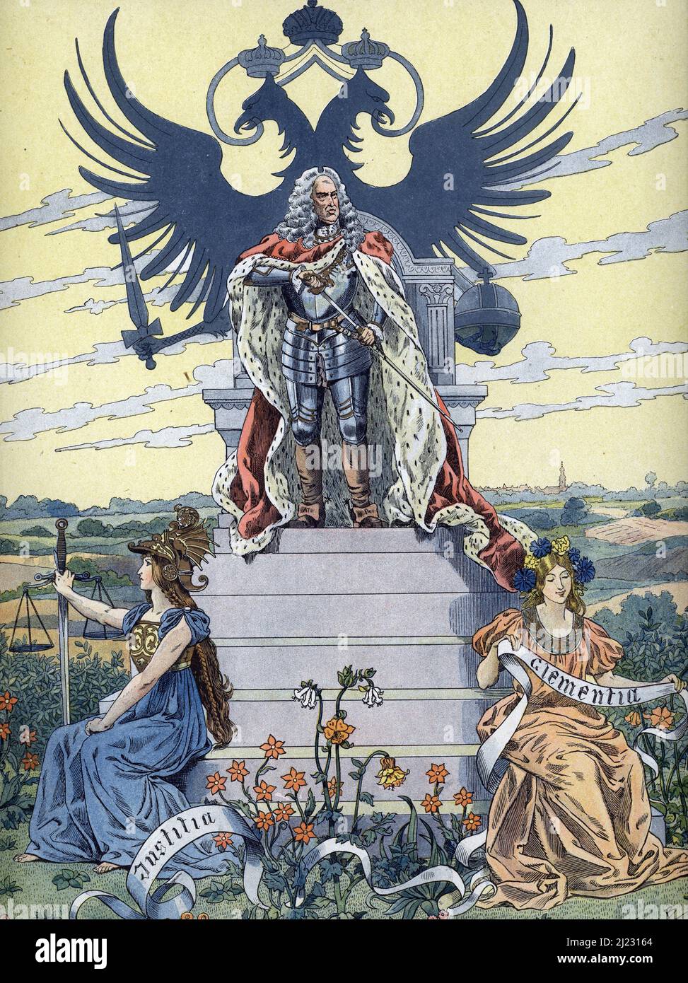 Allegorie de l'hymne austro hongrois 'Gott erhalte Franz den Kaiser' (Dieu sauve l'Empereur) Avec la représentation de l'empereur François II (1768-1835) (allégorie de l'hymne austro-hongrois « Gott erhalte Franz den Kaiser » (Dieu sauve l'empereur) Avec la représentation de l'empereur François II (1768-1835)) Illustration tiree de 'les chants nationaux de tous les payss' de Job Et Montorgueil Collection privee Banque D'Images