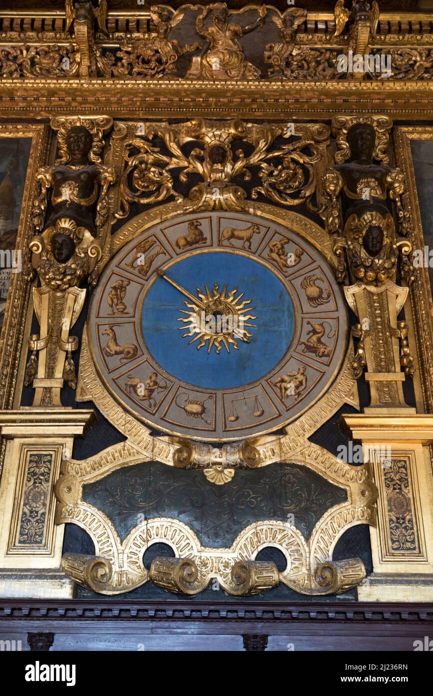 Italie Venise le Palais des Doges, l'ancienne horloge murale du zodiaque Banque D'Images