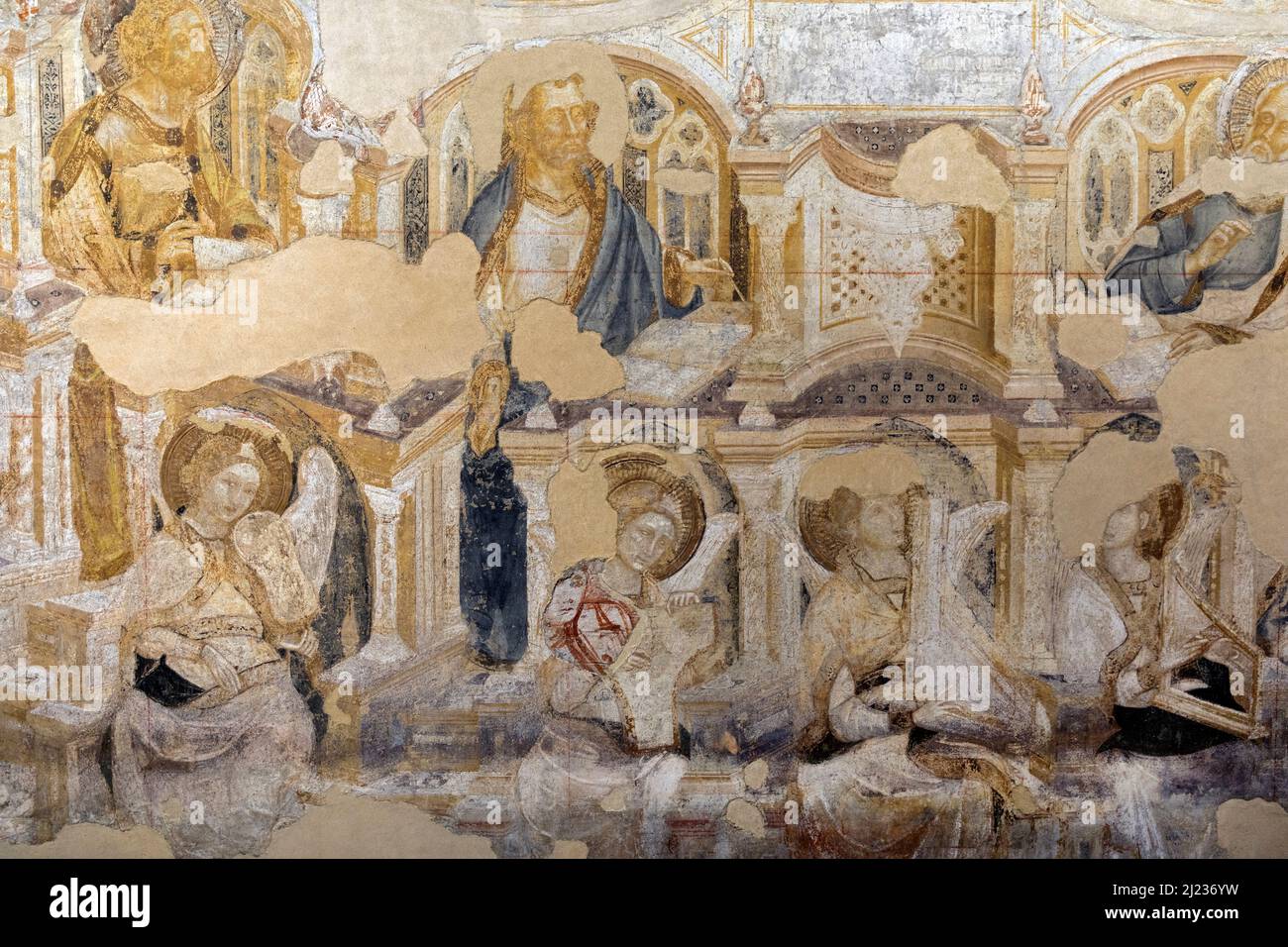 Italie, Venise, Palais des Doges, Couronnement de la Vierge, connu sous le nom de Paradiso, 1365-1366, fresque art Banque D'Images